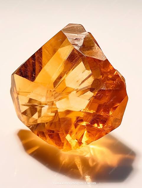 Natural Topaz crystal showing a clear prismatic form with warm golden colour
