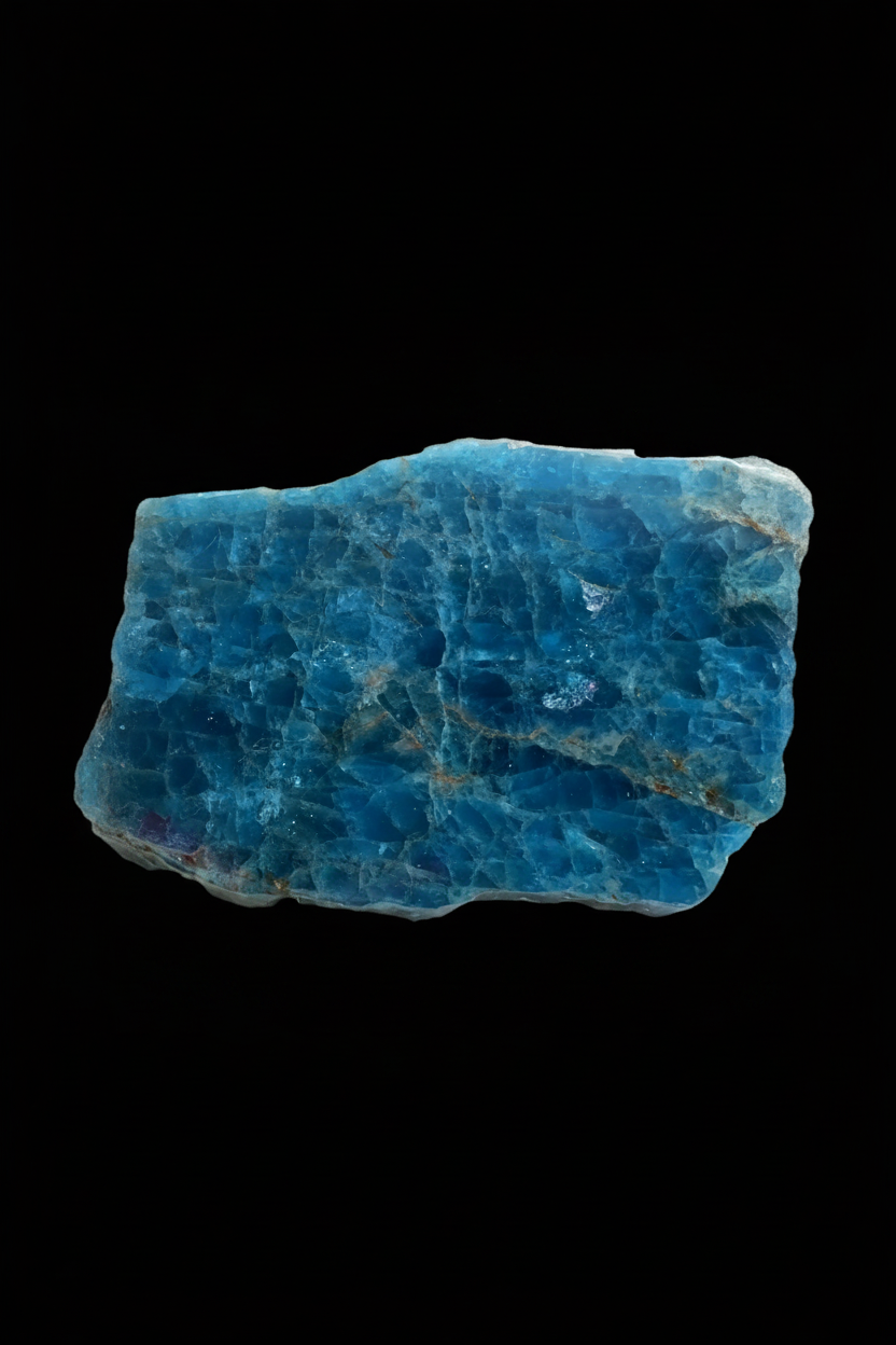 Blue Apatite crystal on a black background
