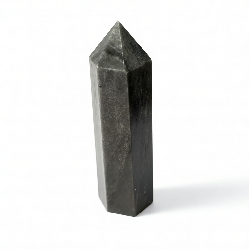 Silver Sheen Obsidian Six-Sided Points