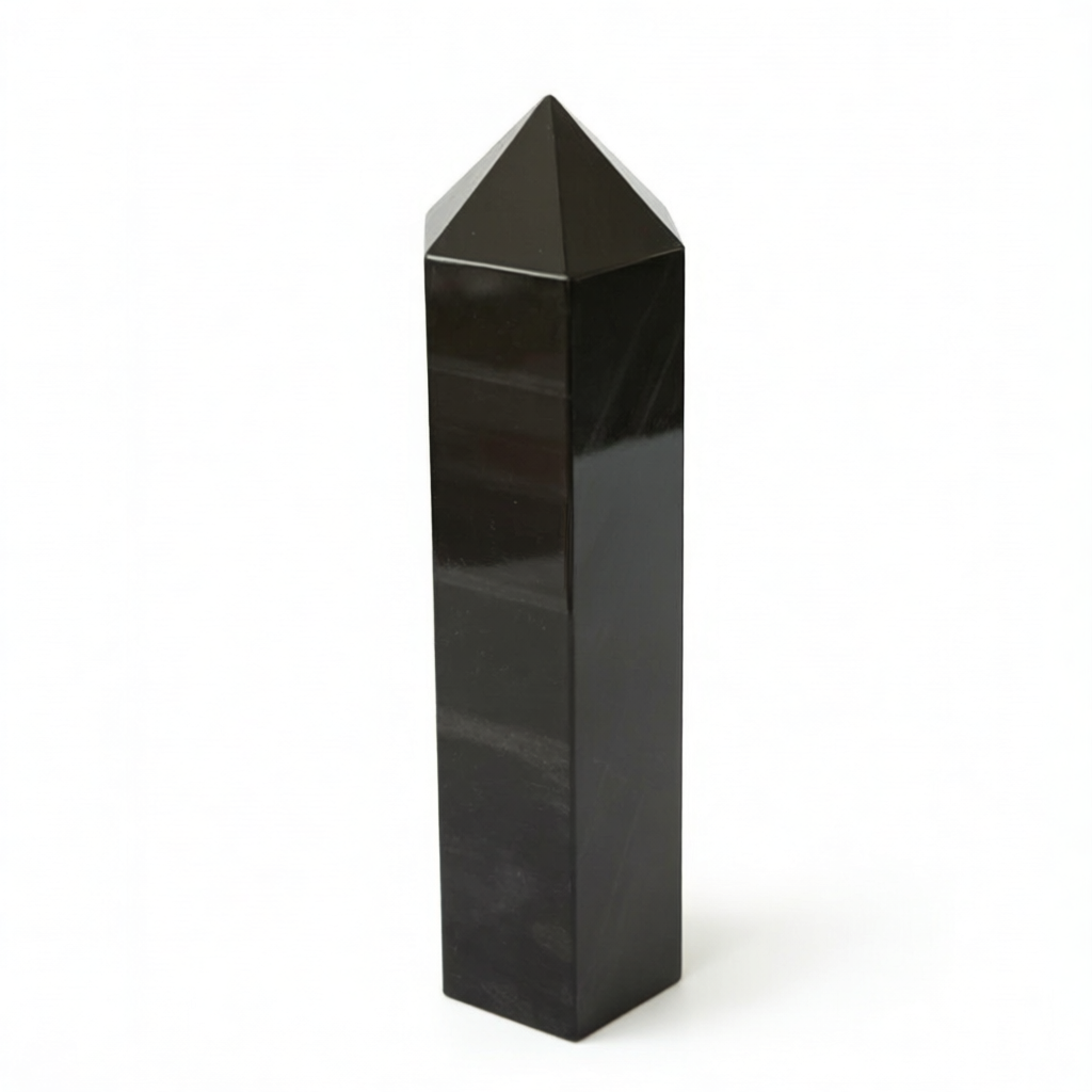 Silver Sheen Obsidian Six-Sided Points
