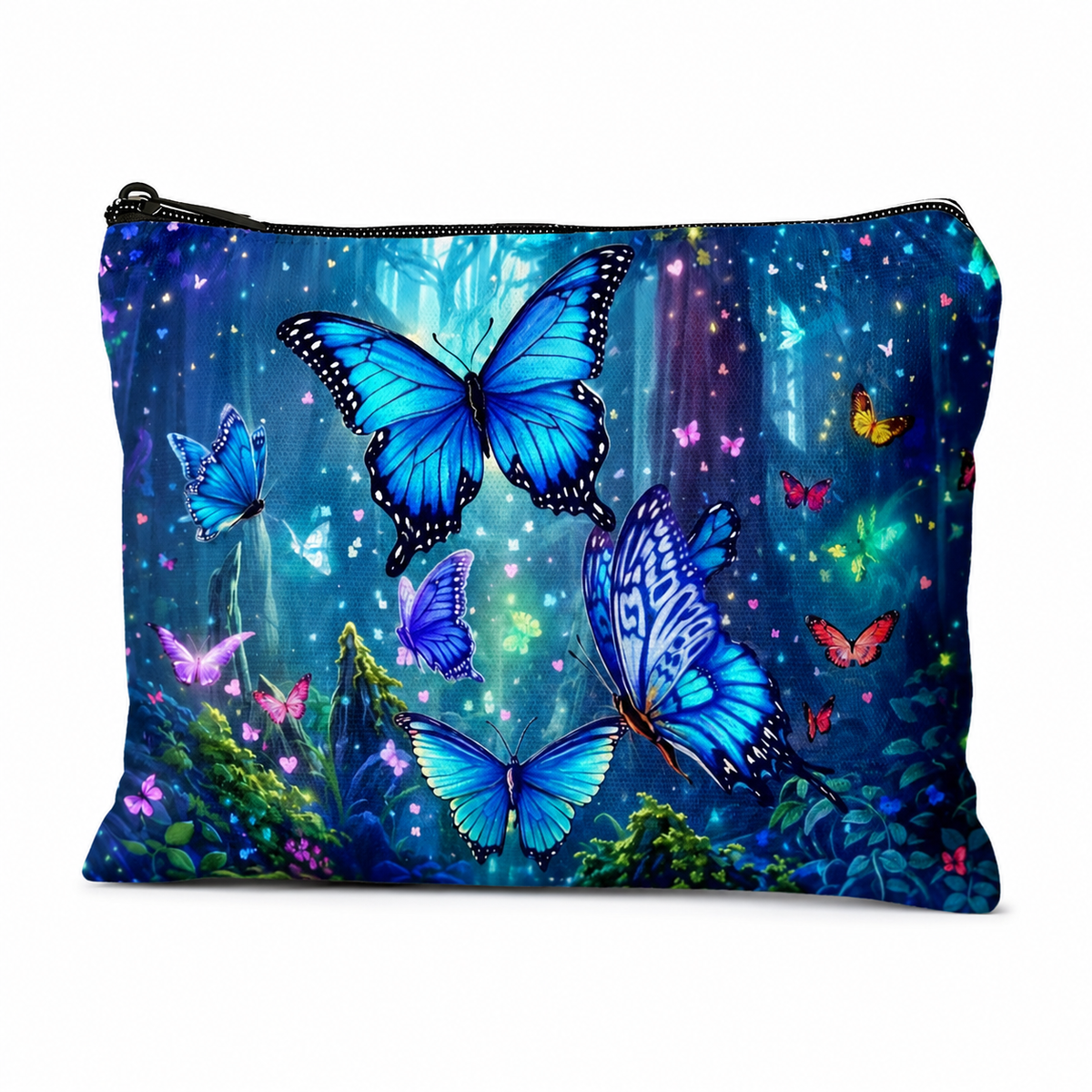 Moonlit Butterfly Garden Linen Zip Bag