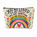 You Are Loved Rainbow Linen Zip Bag