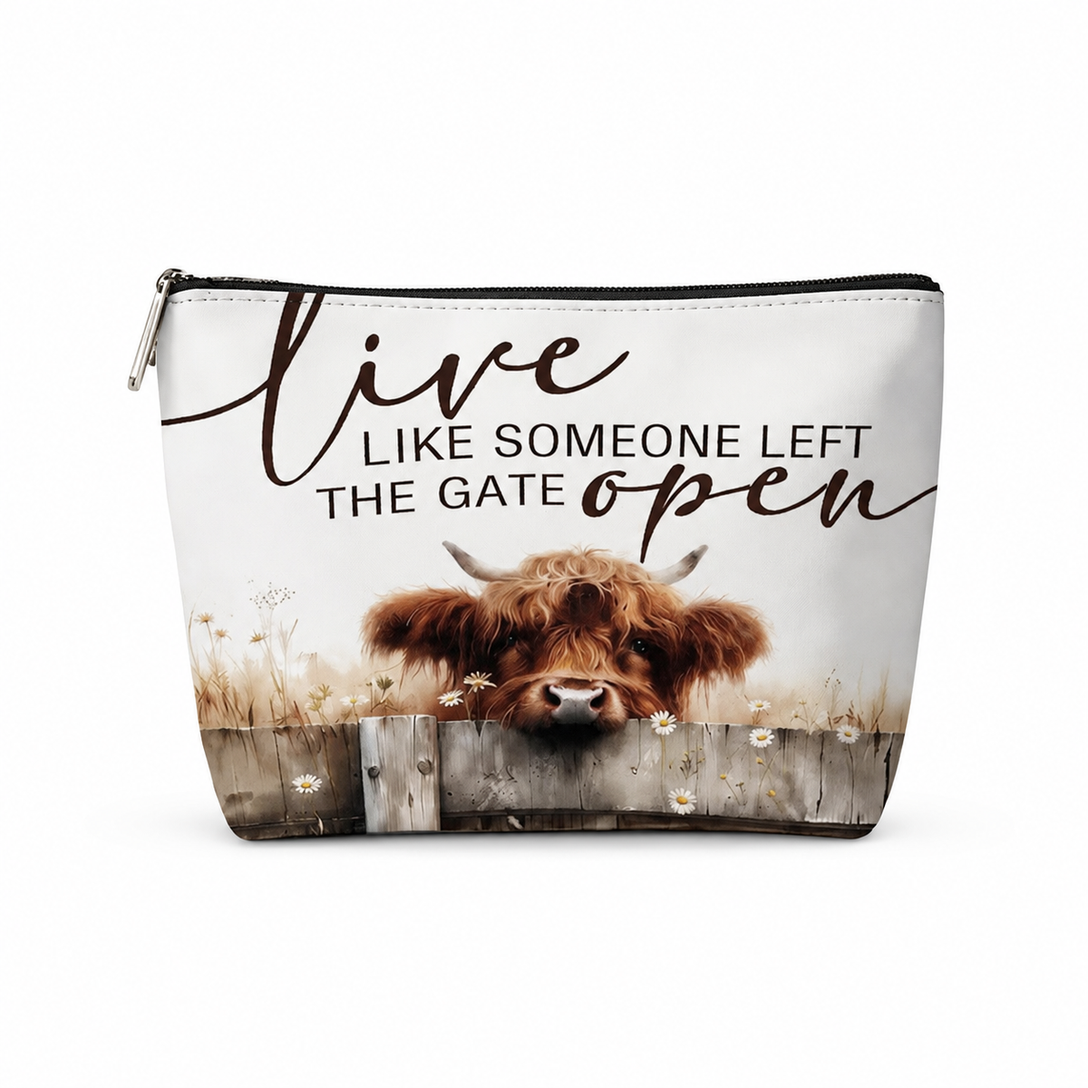 Live Like Someone Left the Gate Open Polyester Zip Bag