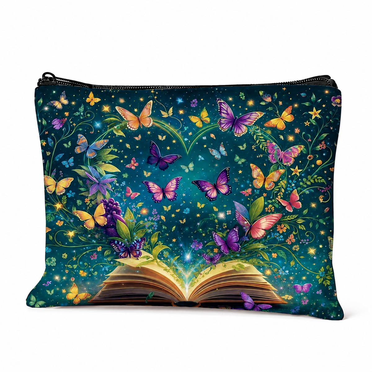 Enchanted Butterfly Book Polyester Zip Bag