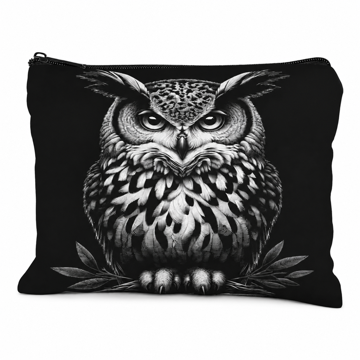 Midnight Owl Linen Zip Bag