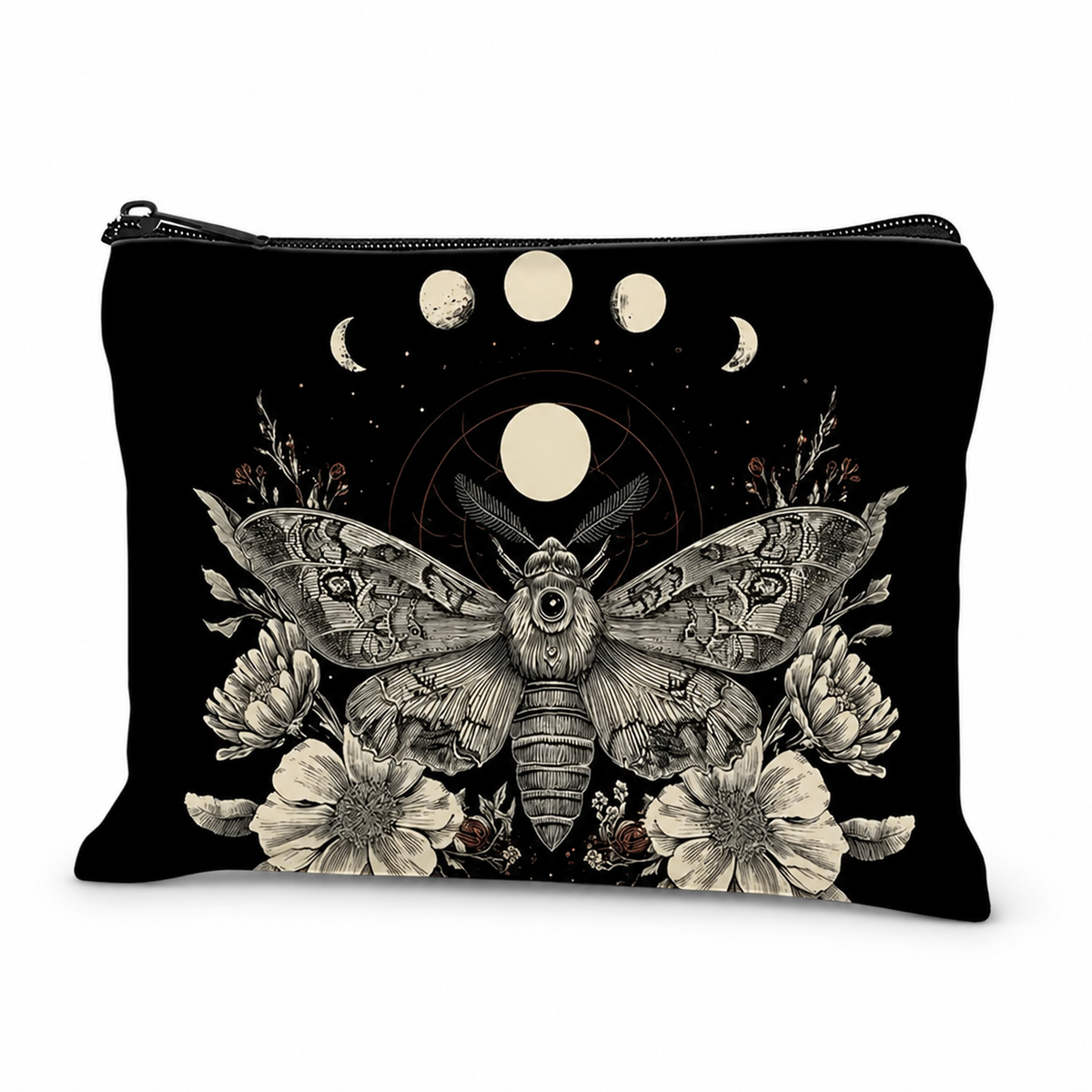 The Moonlit Moth Linen Zip Bag