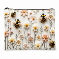 The Honeybee Meadow Linen Zip Bag