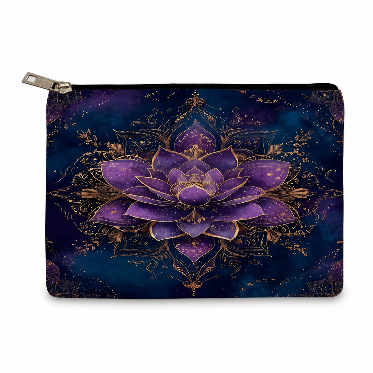 The Midnight Lotus Linen Zip Bag