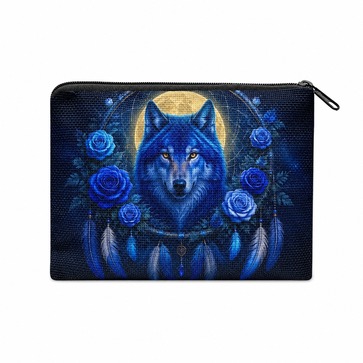 The Midnight Wolf Linen Coin Purse