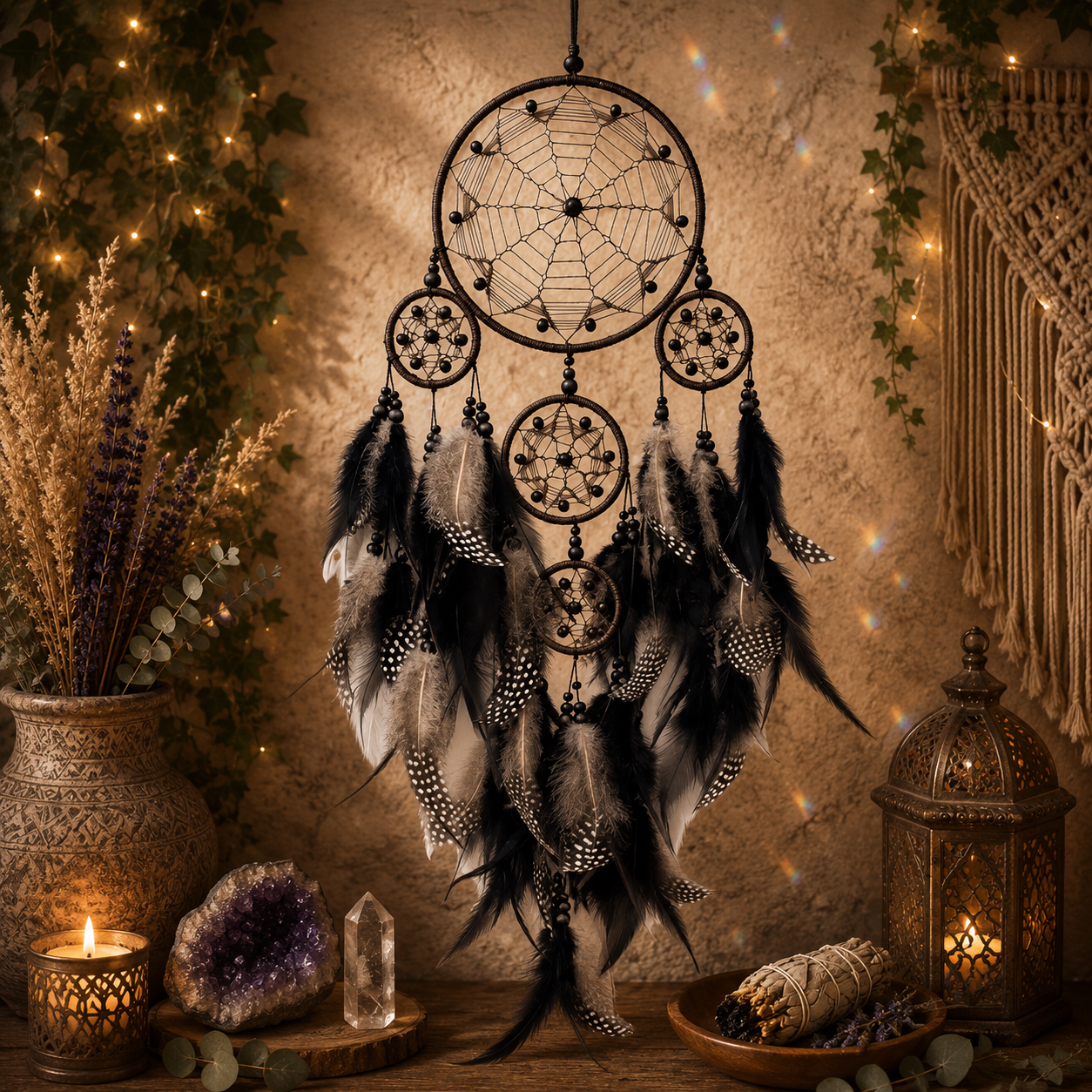Midnight Spirit Five Ring Dreamcatcher