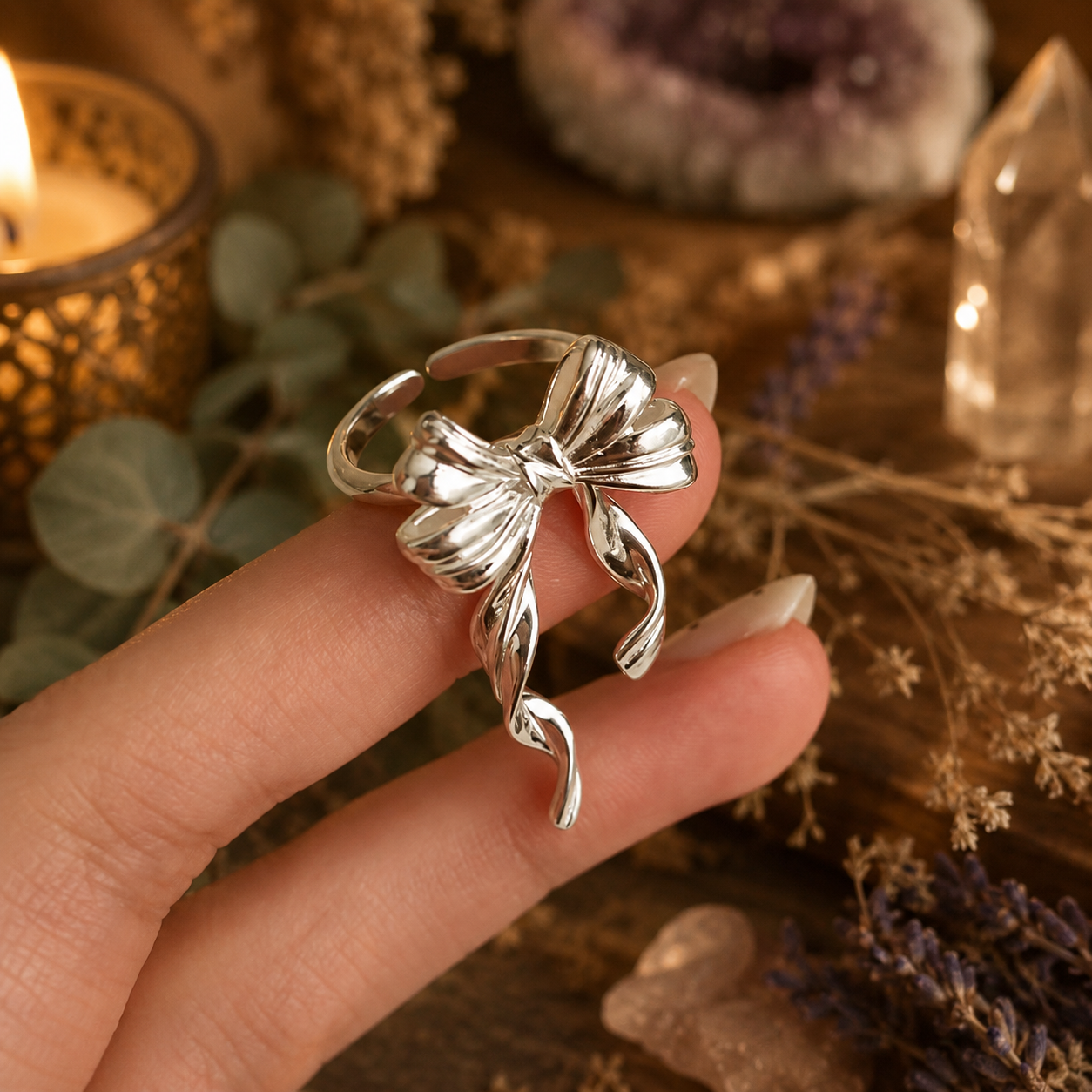 Ribbon Bow Ring - Adjustable