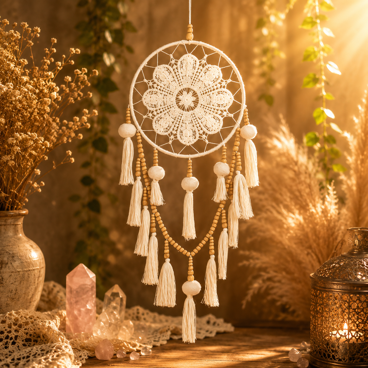 Boho Lace Dreamcatcher Wall Hanging