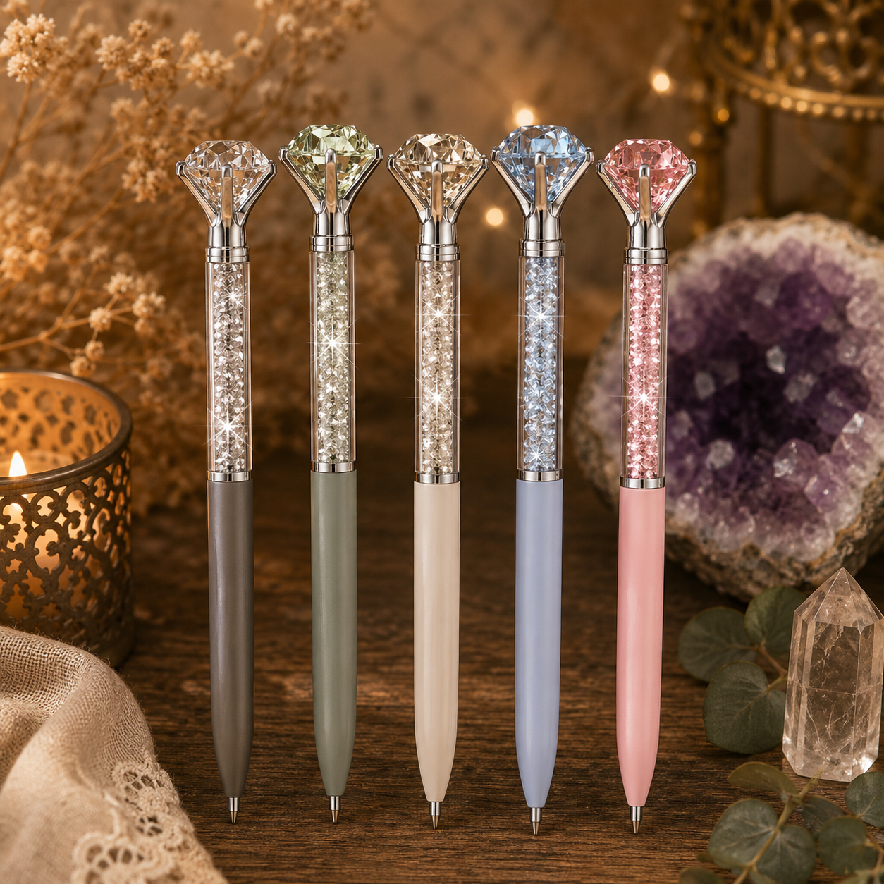 Diamond Topped Diamond Filled Ballpoint Pen