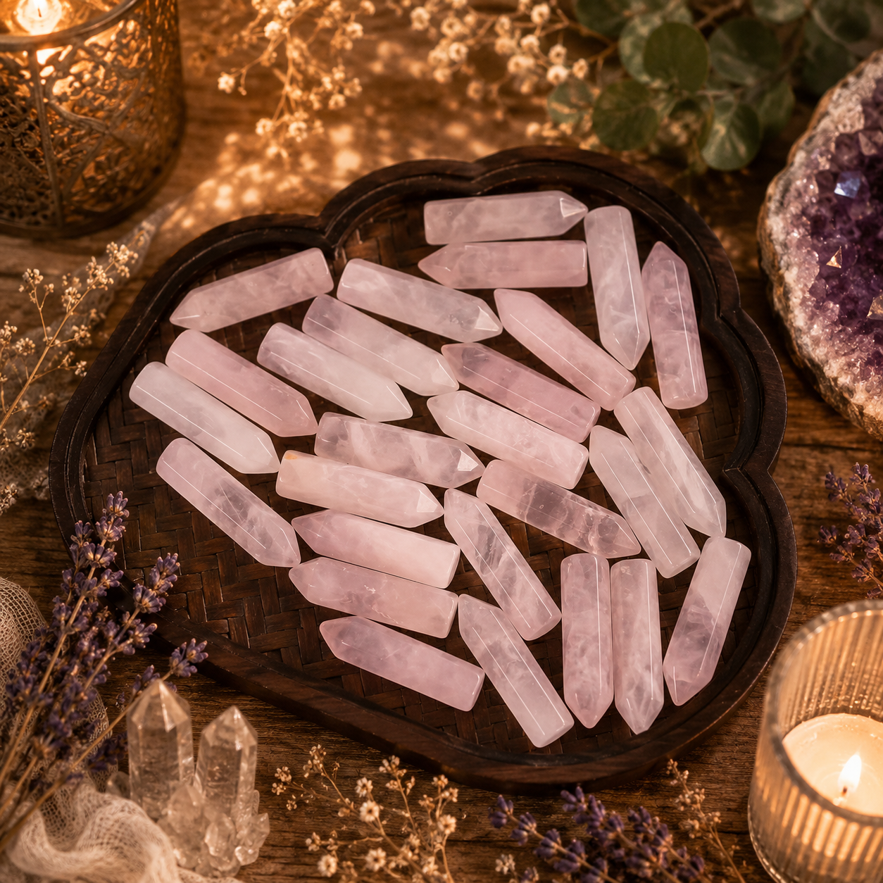 Natural Rose Quartz Crystal Points 30mm