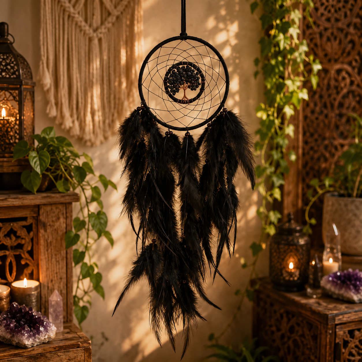Black Obsidian Tree of Life Dreamcatcher