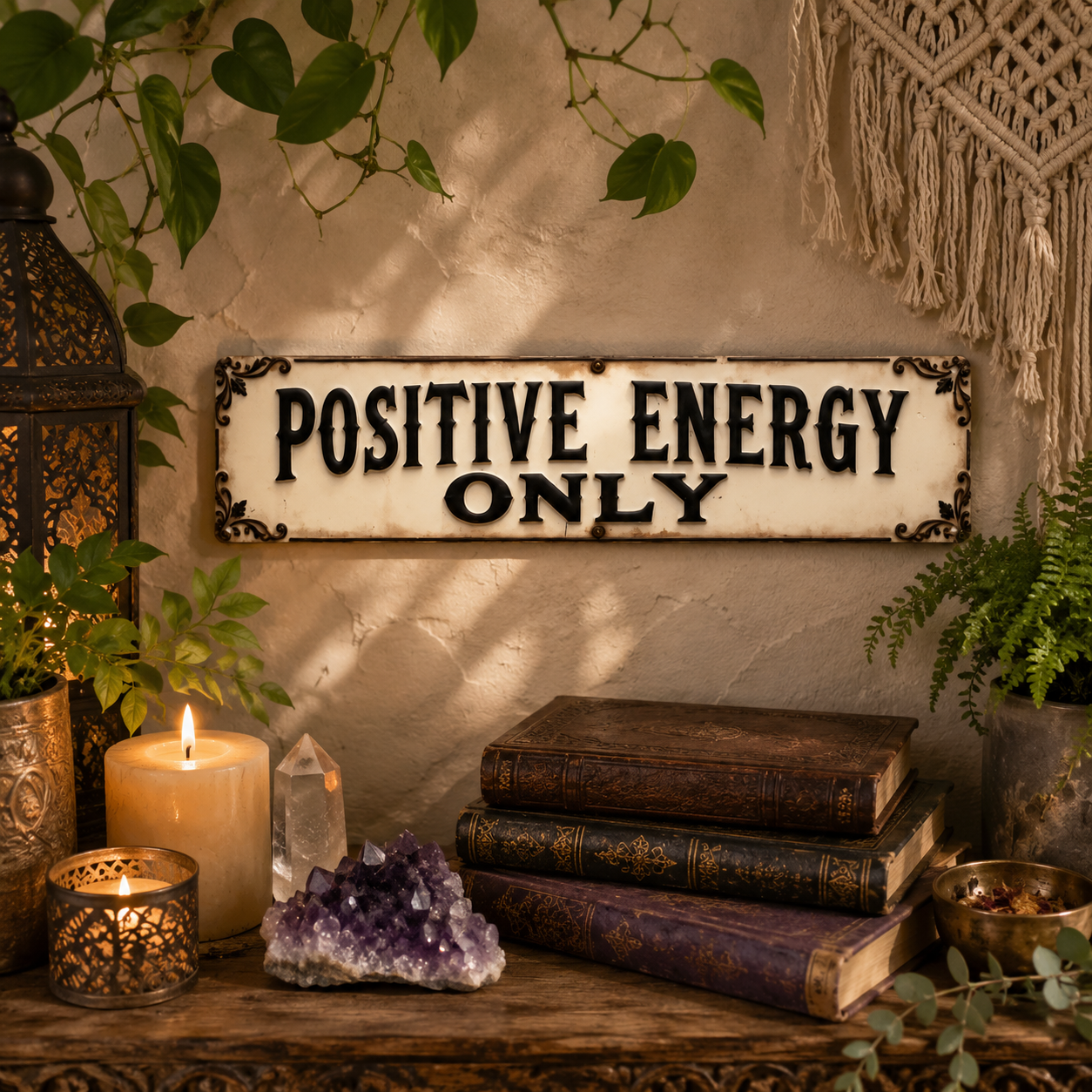 Positive Energy Only Wooden Sign