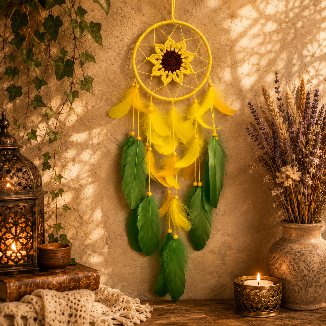 Handmade Crochet Sunflower Dreamcatcher