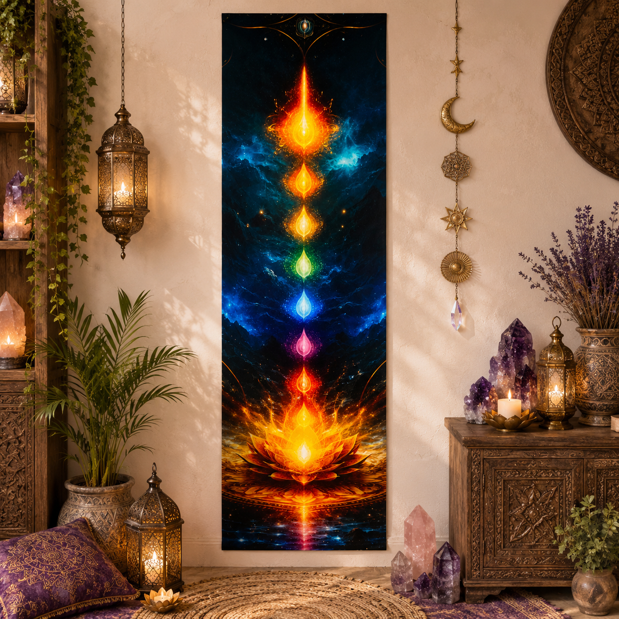 Chakra Lotus Wall Hanging – Sacred Energy Wall Art