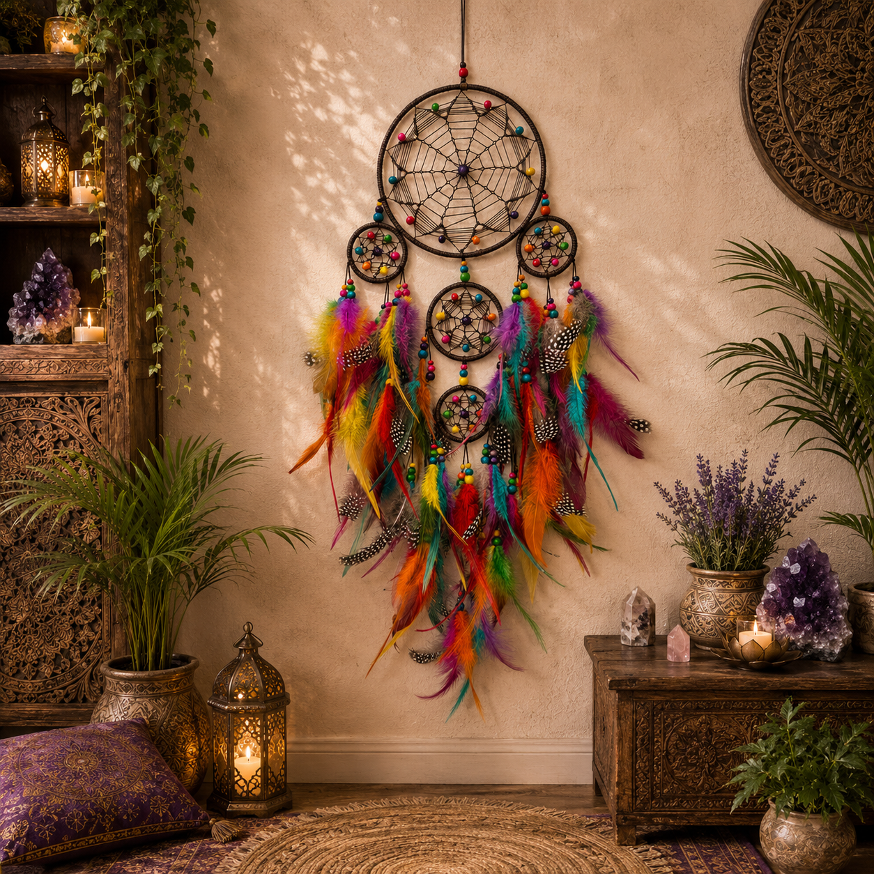 Rainbow Spirit Five Ring Dreamcatcher