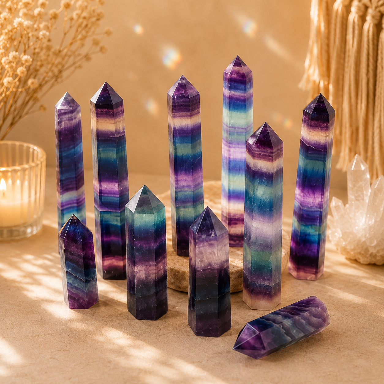 Genuine Rainbow Fluorite Crystal Point