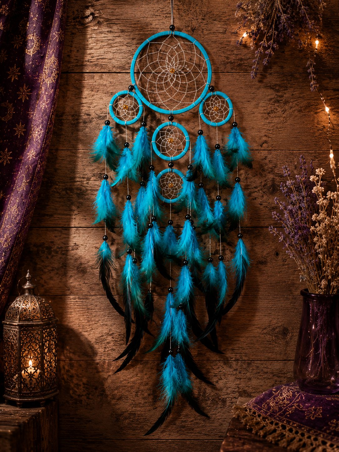 Turquoise Blue Tiger Eye Dreamcatcher
