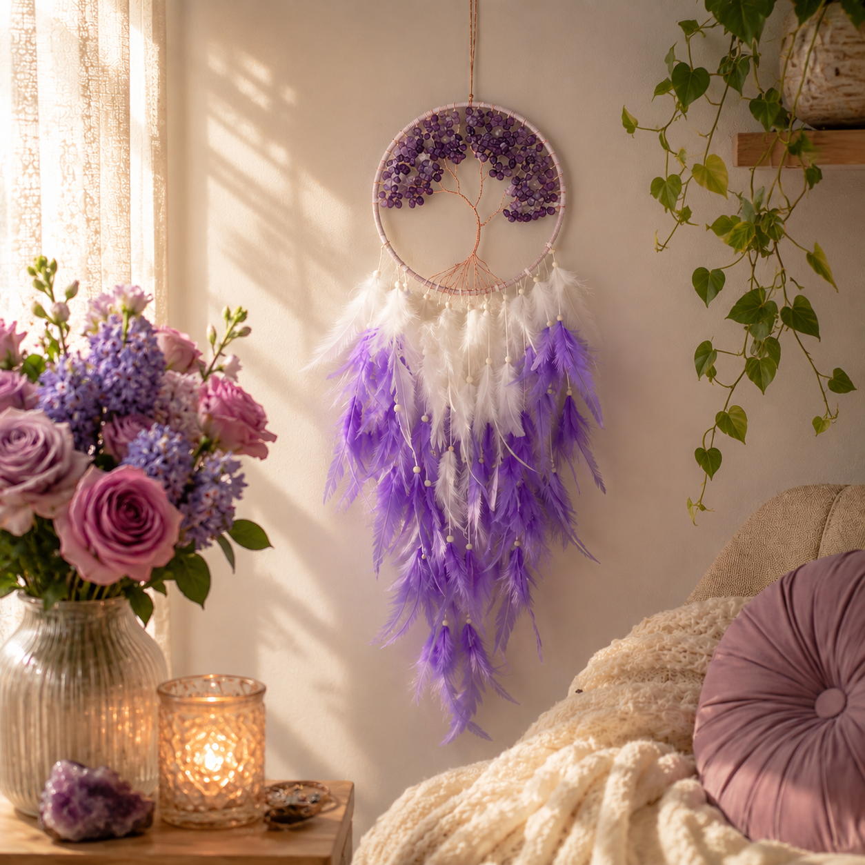 The Amethyst World Tree Dreamcatcher