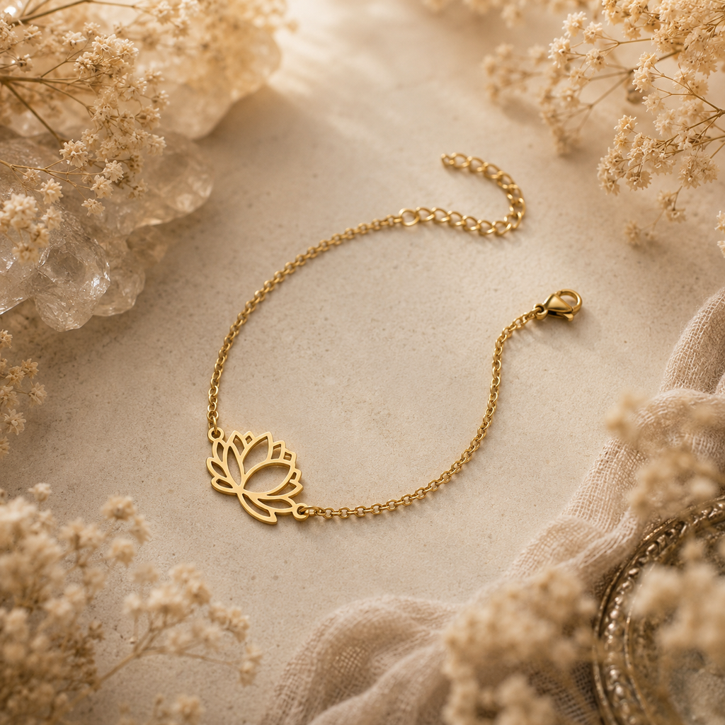 Open Lotus Bracelet – Gold
