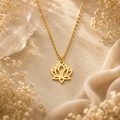 Open Lotus Flower Necklace – Gold Plated