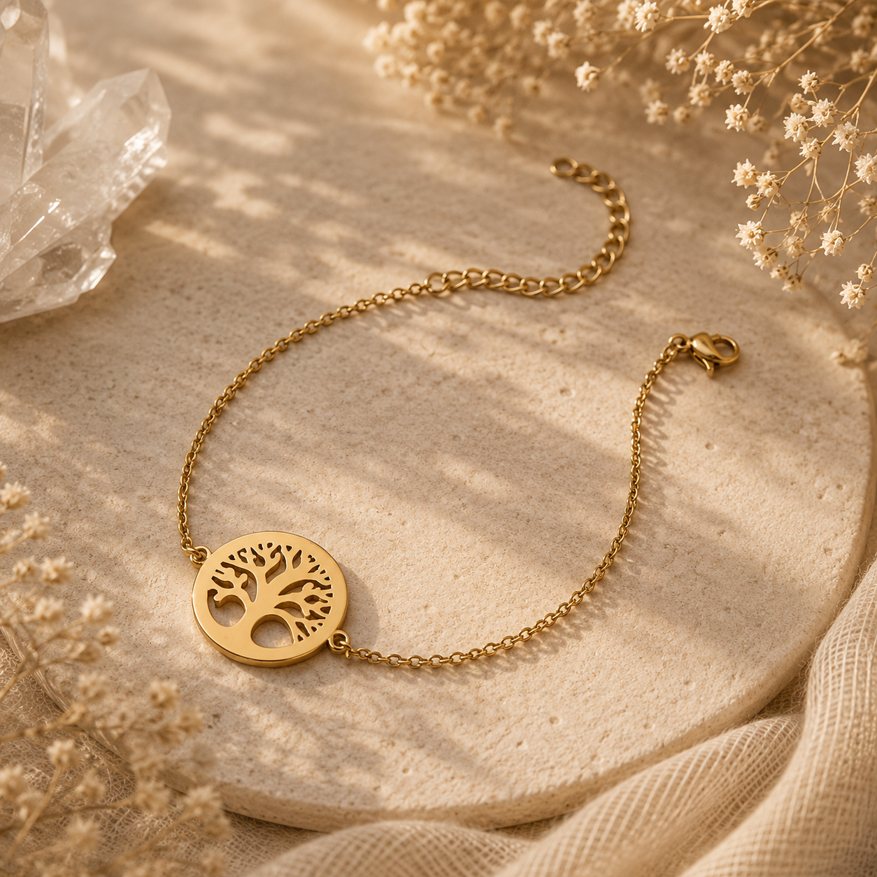 Encircled Tree of Life Bracelet – Gold Plated