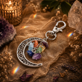 Celestial Harmony Gemstone Moon Keyring