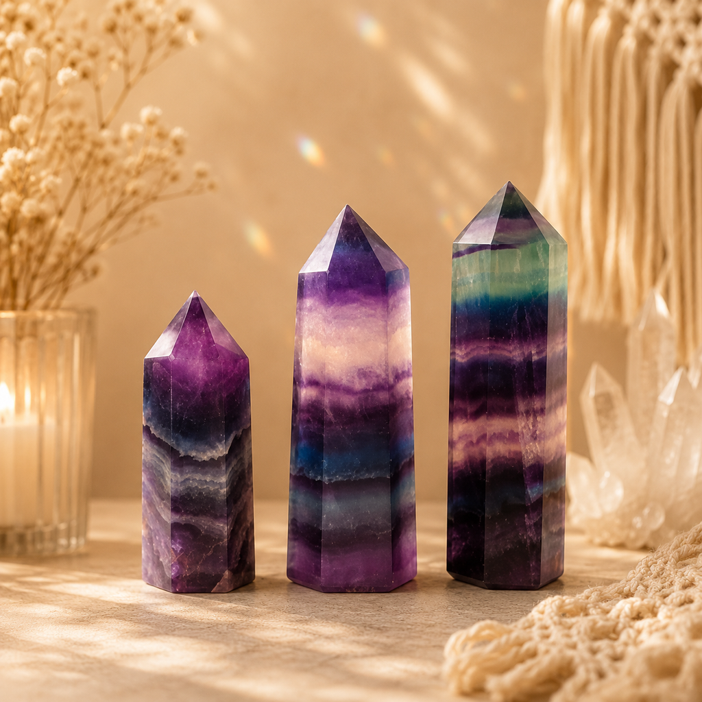 Genuine Rainbow Fluorite Crystal Point