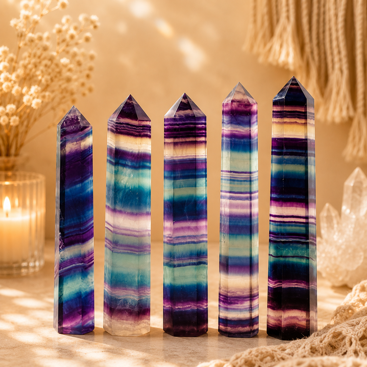 Genuine Rainbow Fluorite Crystal Point