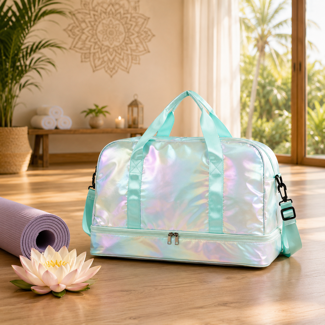 Holographic Shimmer Travel Duffel Bag