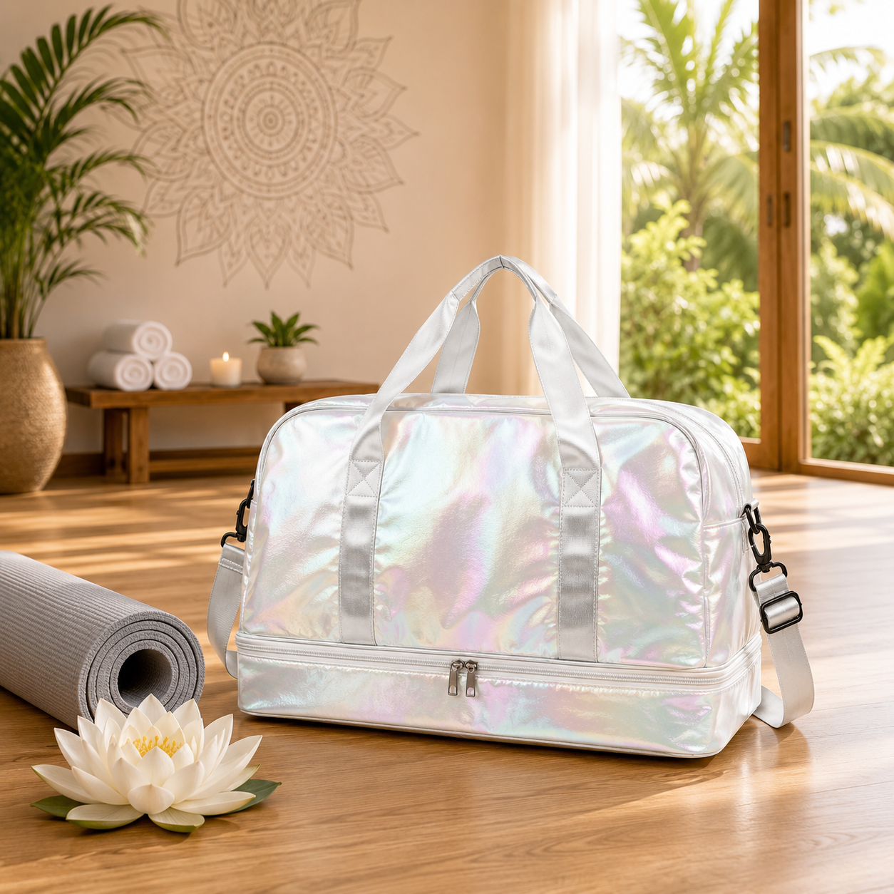 Holographic Shimmer Travel Duffel Bag