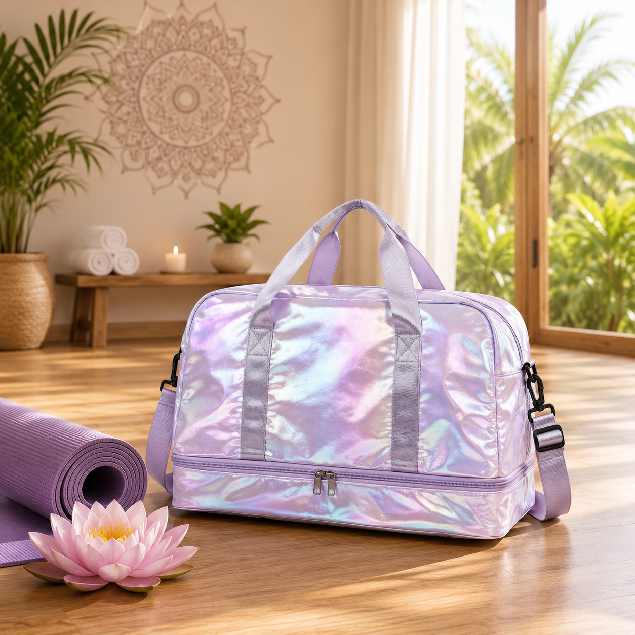 Holographic Shimmer Travel Duffel Bag