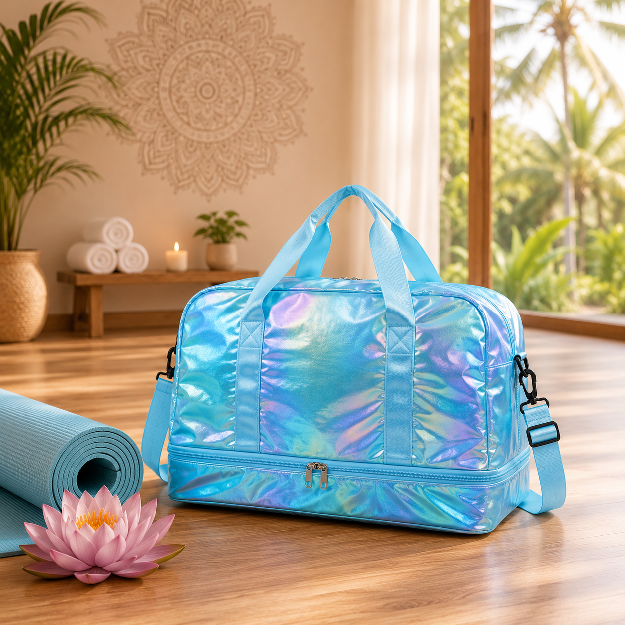 Holographic Shimmer Travel Duffel Bag