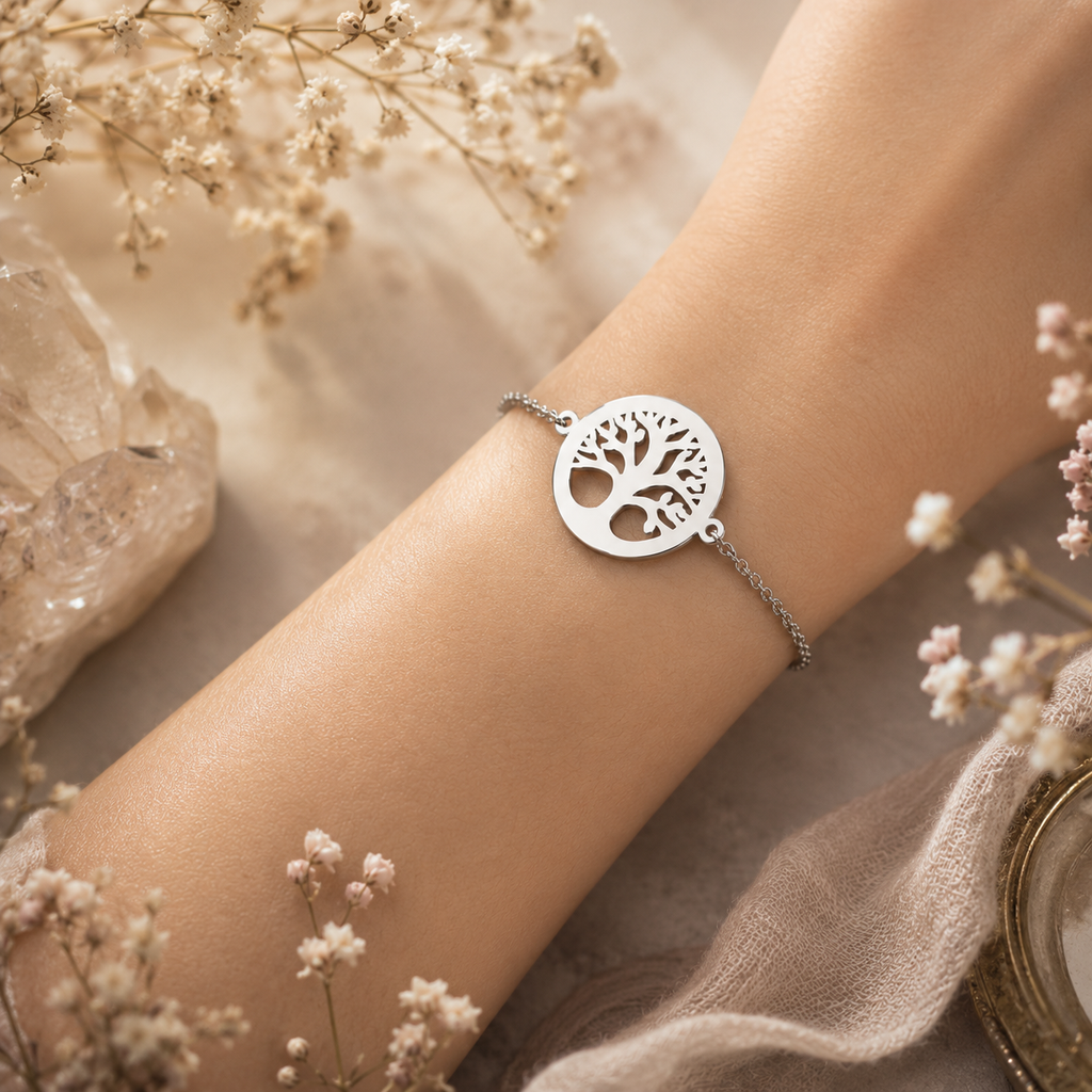 Encircled Tree of Life Bracelet – Silver