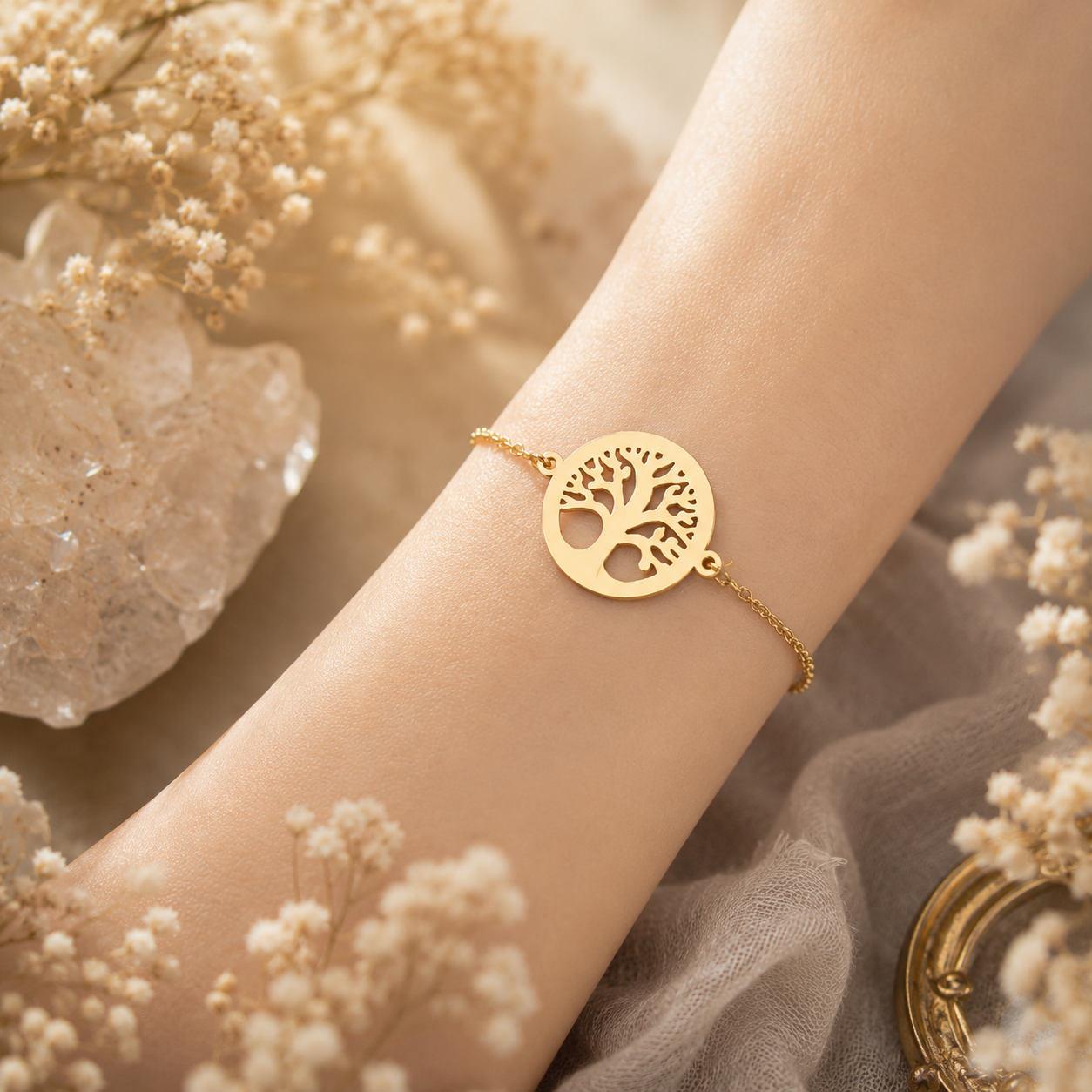 Encircled Tree of Life Bracelet – Gold