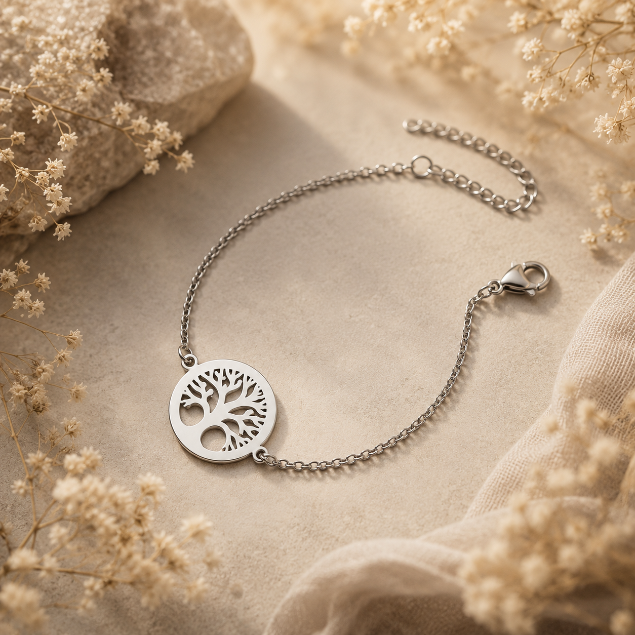 Encircled Tree of Life Bracelet - Steel