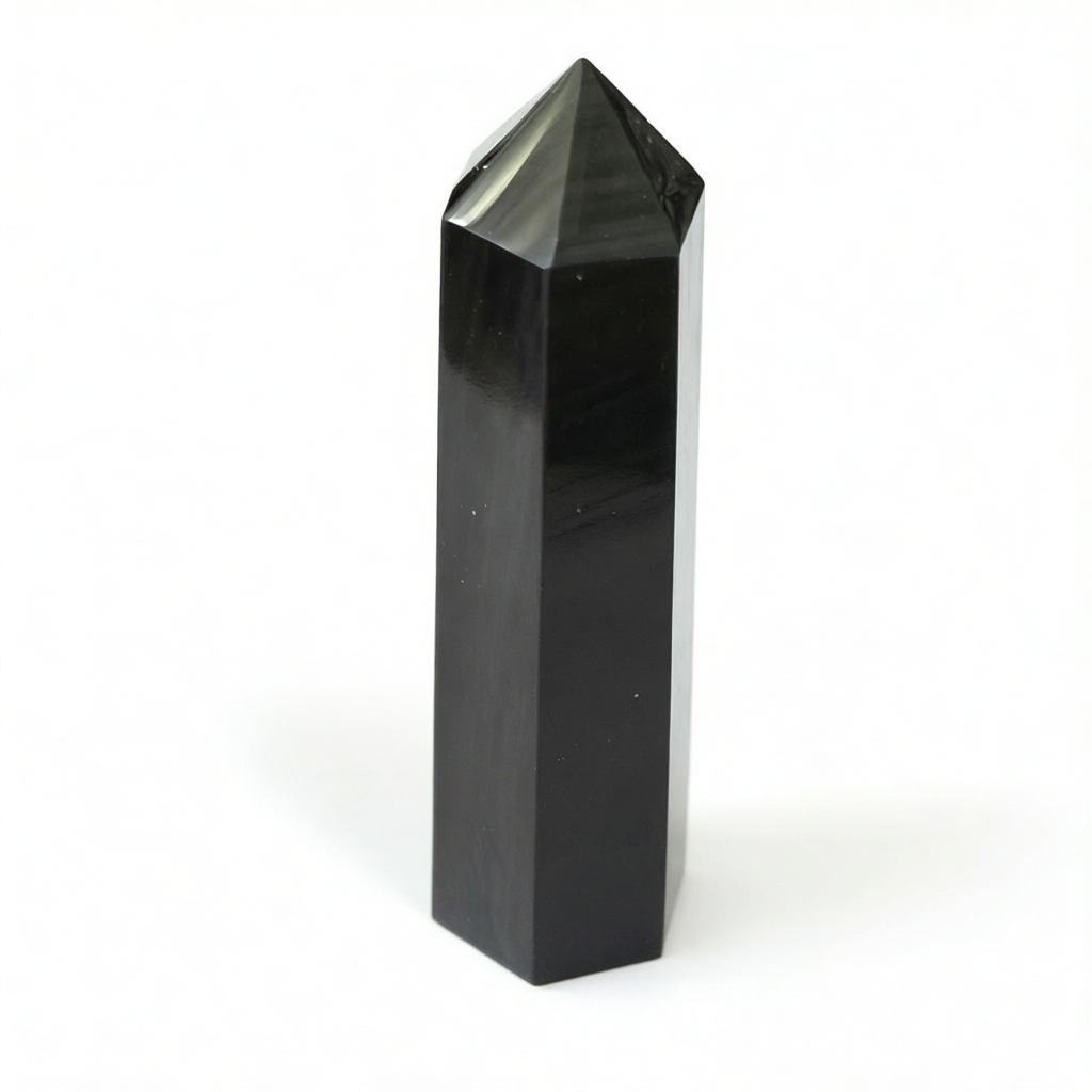 Silver Sheen Obsidian Six-Sided Points