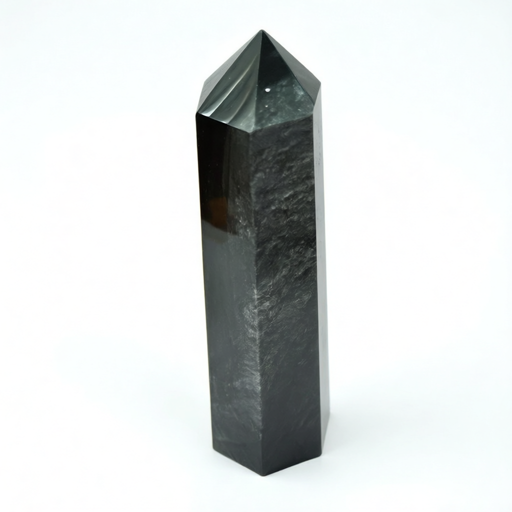 Silver Sheen Obsidian Six-Sided Points