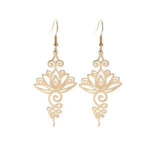 Lotus Mandala Drop Earrings – Gold Plated