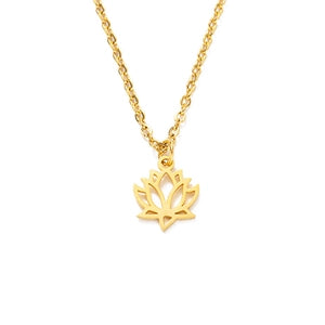 Open Lotus Flower Necklace – Gold Plated