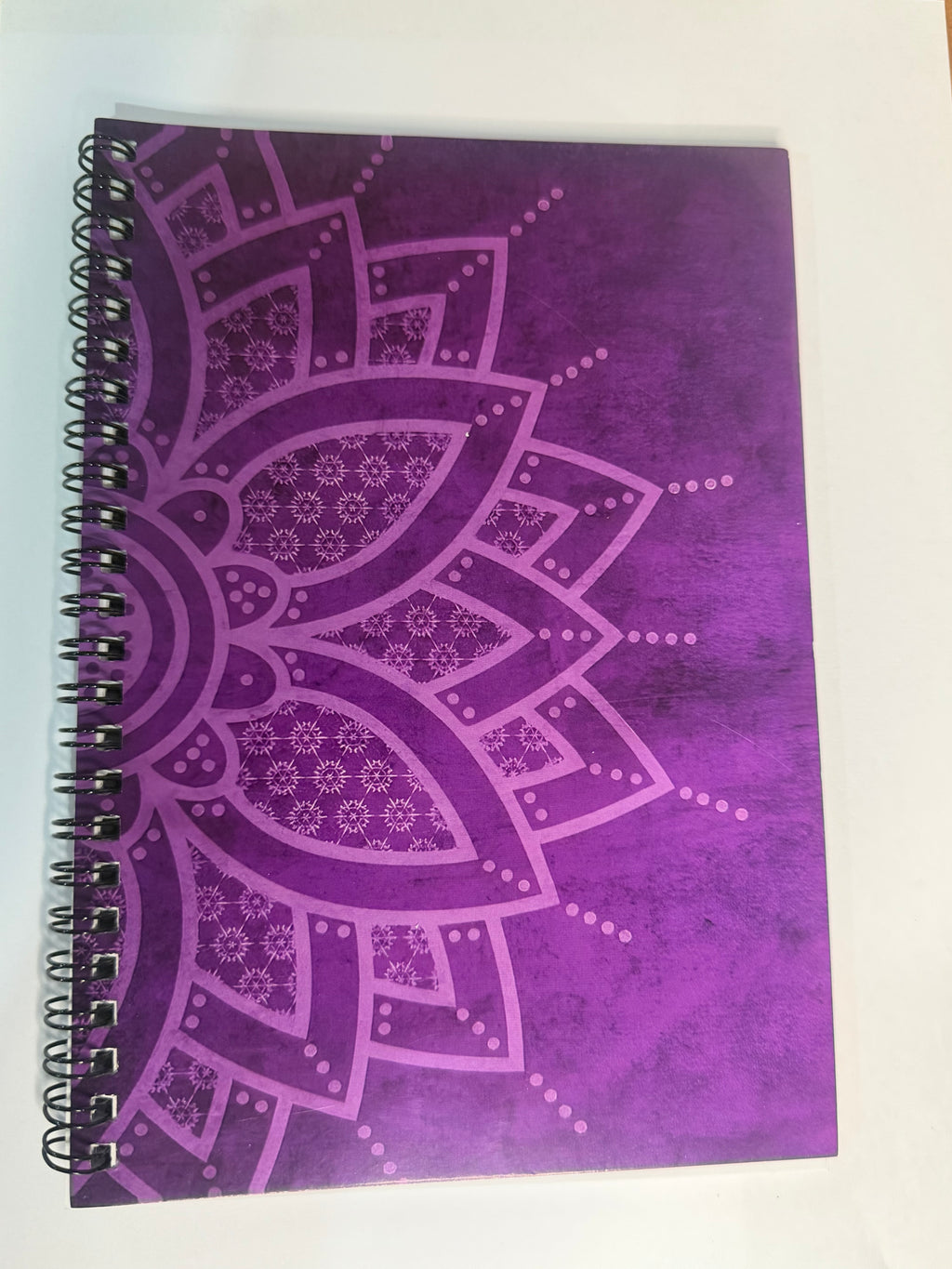 Purple Mandala A5 Spiral Bound Blank Journal