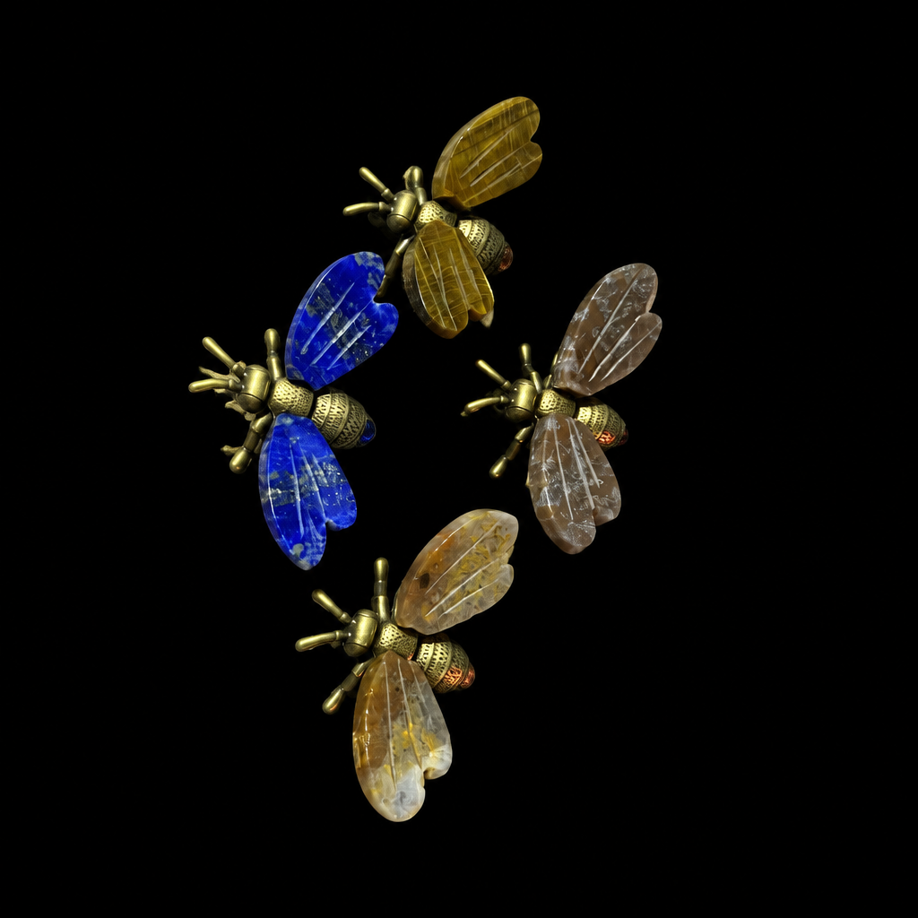 Assorted Crystal Bees with Genuine Gemstone Wings