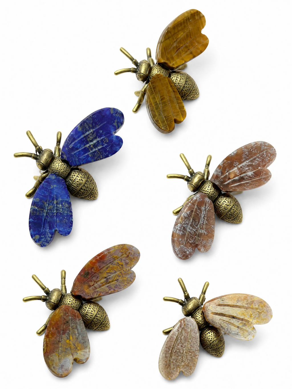 Assorted Crystal Bees with Genuine Gemstone Wings