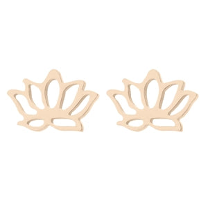 Open Lotus Stud Earrings – Gold Plated