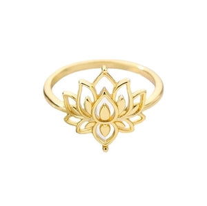 Open Lotus Ring – Gold Plated