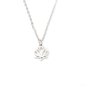 Open Lotus Flower Necklace – Stainless Steel