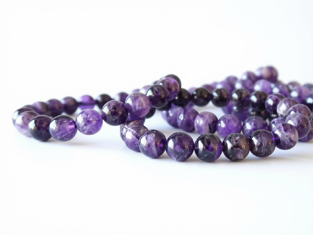 High-Grade Uruguayan Amethyst Beaded Bracelet – 10 mm